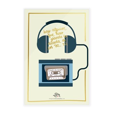 GOLDEN STAMPING CARD + PIN "YOU'RE THE BEST OF THE 70s"