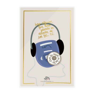 GOLDEN STAMPING CARD + PIN "YOU'RE THE BEST OF THE 80s"