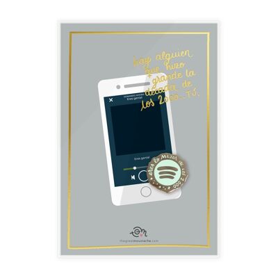 TARJETA STAMPING DORADO + PIN "ERES LO MEJOR DE LOS 2000"