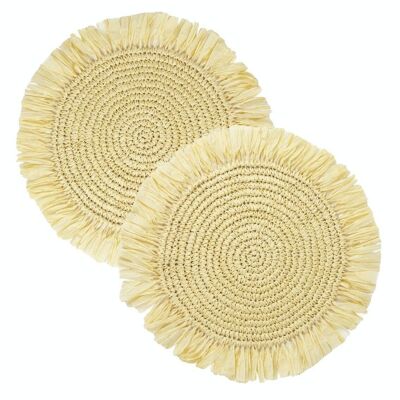 Cream Raffia Placemats for Table - 2 Pack