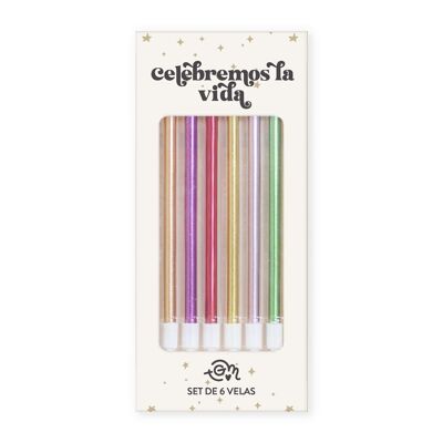 KIT OF 6 COLORFUL CANDLES TO CELEBRATE