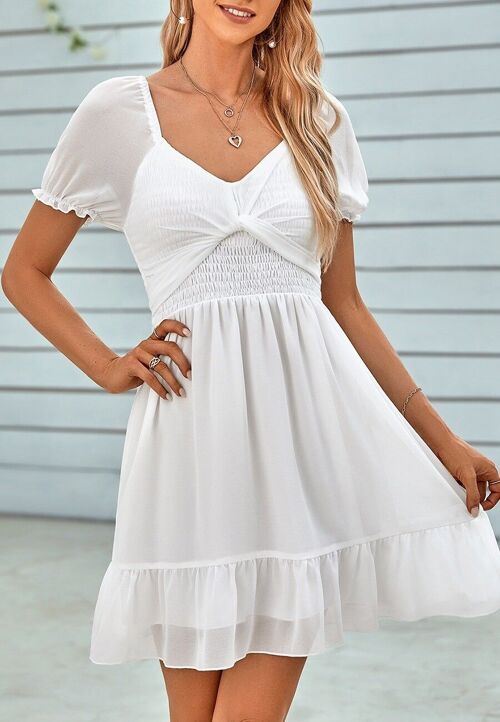 Multi-Way Puff Sleeve Dress-White