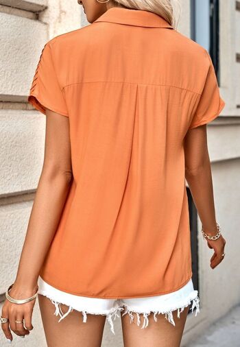 Chemise boutonnée à haut plissé-Orange 4