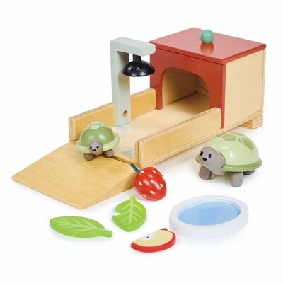 Schildkröten-Haustier-Set Zartes Blatt Puppenhaus-Zubehör aus Holz