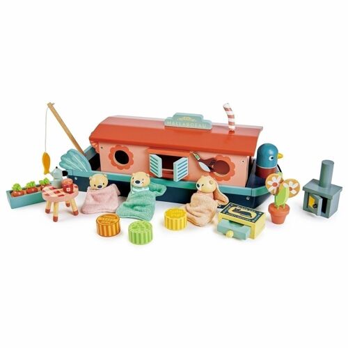 Little Otter Wooden Canal Boat  Tender Leaf Toy Play Set