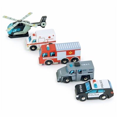 Juego de 5 coches de emergencia para vehículos de juguete de hojas tiernas