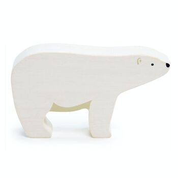 Ours polaire en bois avec une feuille tendre