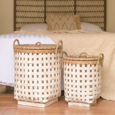 Laundry basket with lid IRAYA made of bamboo