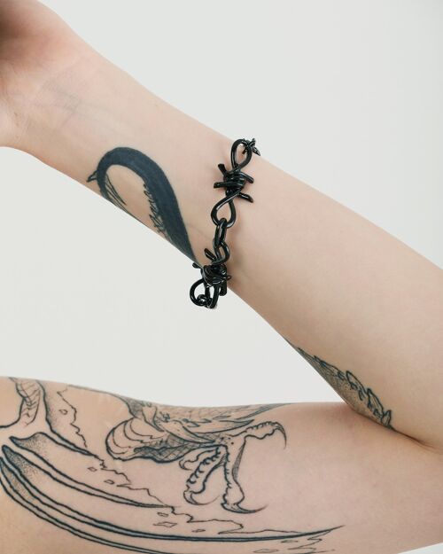 Barbara Bud Y2K Grunge Barbed Wire Bracelet In Black