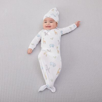 aden + anais™ comfort knit™ knotted gown + hat gift set (0-3 months)