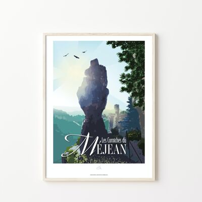Affiche Les Corniches du Méjean, Gorges de la Jonte - Poster de Lozère - Occitanie, France
