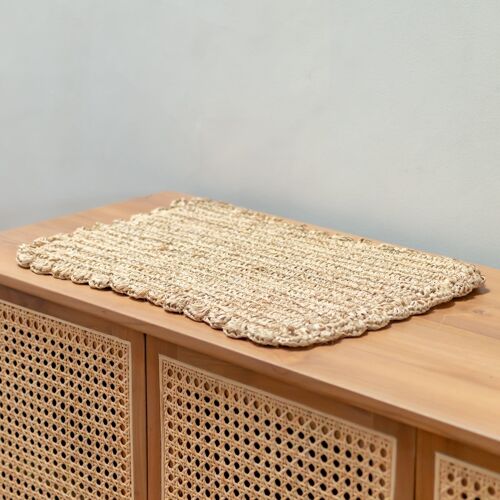 Tischset (2er-, 4er- oder 6er-Set) 50x30 cm Rechteckiges Boho Platzset KUARA Geflochten aus Raffia