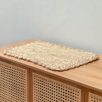 Placemat (set of 2, 4 or 6) 50x30 cm Rectangular boho placemat KUARA Braided raffia