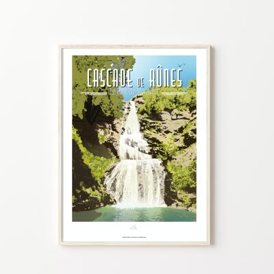 Poster La Cascade de Rûnes, Mont-Lozère - Poster von Lozère - Okzitanien, Frankreich