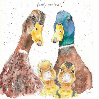 Familienporträt Enten Grußkarte