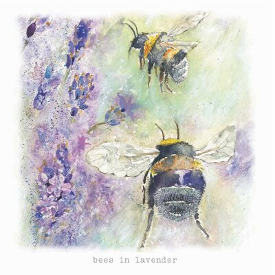 BEES IN LAVENDER GREETING CARD
