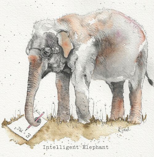 INTELLIGENT ELEPHANT GREETING CARD