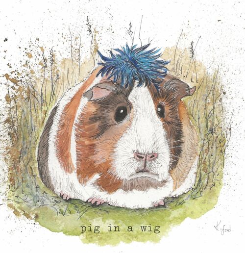 PIG IN A WIG GREETING CARD