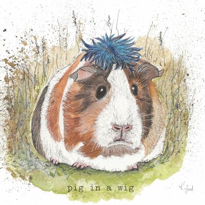 PIG IN A WIG GREETING CARD