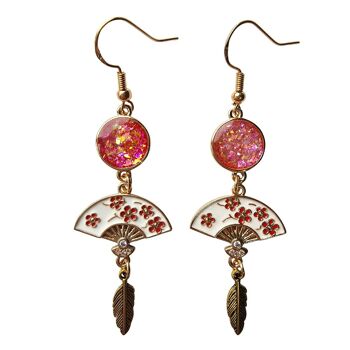 Boucles d'Oreilles Éventail Blossom & Plume