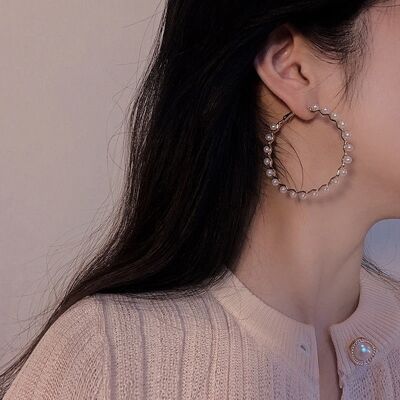 Twining Pearl Hoop Earrings