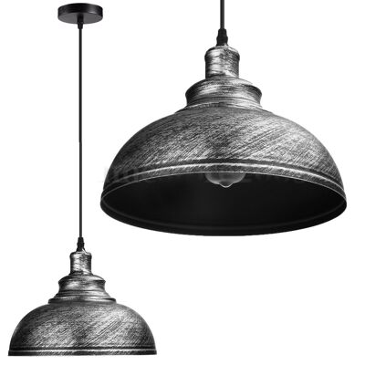Lustre de loft industriel de lampe rétro de plafond argenté ~ 3158