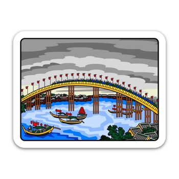 Tenma Bridge in Settsu Province - Sticker 1