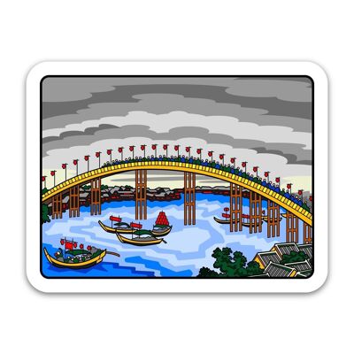 Tenma-Brücke in der Provinz Settsu - Aufkleber