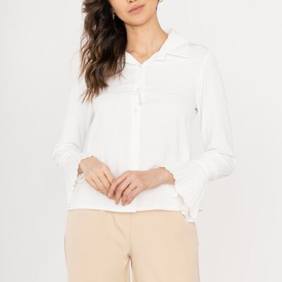 Shirt with pleated ruffled sleeves