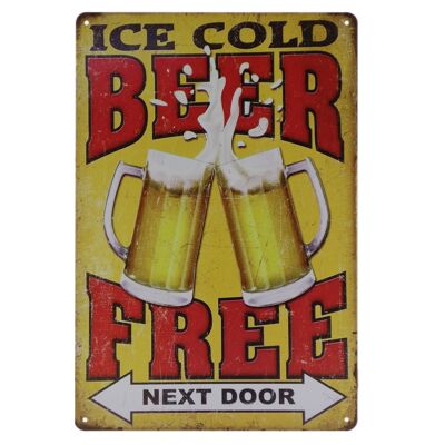 Cold beer metalen bord 20x30cm