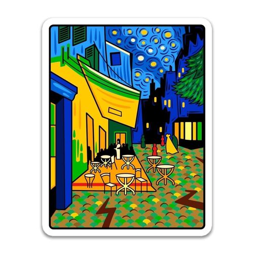 Café Terrace at Night - Sticker