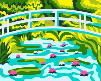 Water lilies and Japanese Bridge - Paint by Numbers Kit 9