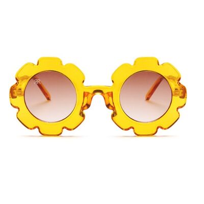 Kids Flower Dark Yellow Sunglasses