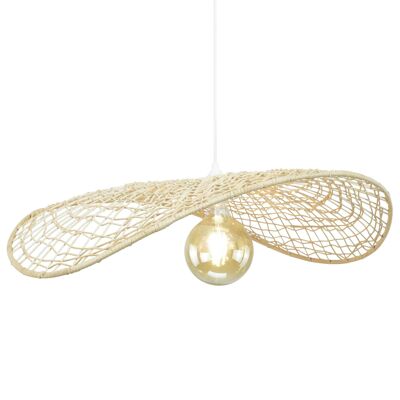 Suspension in natural rattan and white metal Luzo Large Model