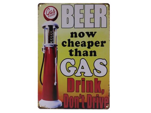 Beer cheaper than gas metalen bord 20x30cm