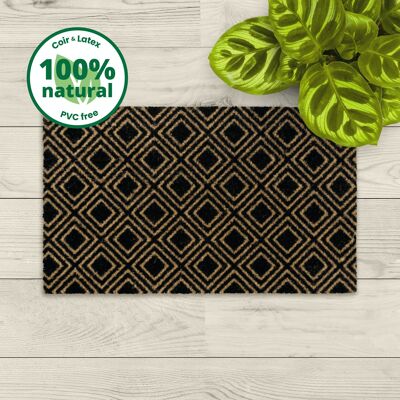 coir doormat; with sustainable latex backing; rhombus black