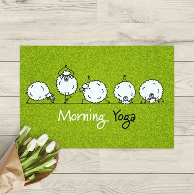 Washable doormat; Morning yoga sheep