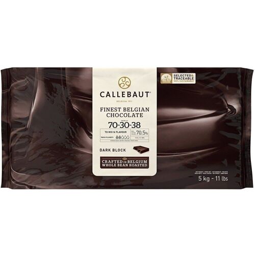 CALLEBAUT - CHOCOLAT NOIR - FINEST BELGIAN CHOCOLATE N° 70-30-38- 70.5% CACAO - BLOC DE 5KG