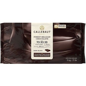 CALLEBAUT - CHOCOLAT NOIR - FINEST BELGIAN CHOCOLATE N° 70-30-38- 70.5% CACAO - BLOC DE 5KG 1