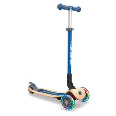 Trottinette 3 roues enfant | PRIMO FOLDABLE WOOD LIGHTS bleu