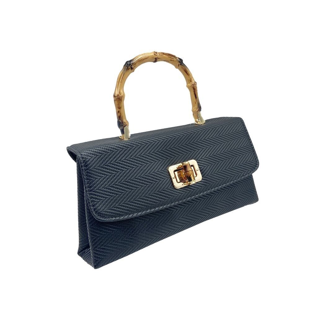 Belle – Abend-Clutch mit Drehverschluss und Bambusdeckel und Henkel