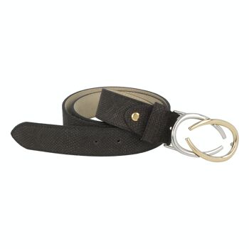 Ceinture Femme Cuir Saluto Embossé Marron Foncé 2