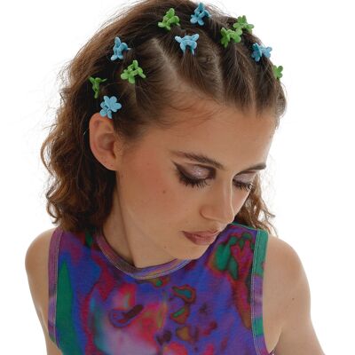 Butterfly Hair Claw Clips In Blue and Green