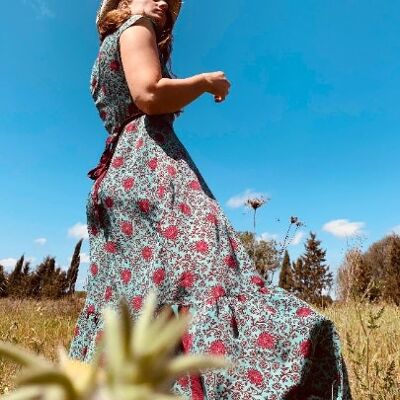 POPPY LONG WRAP SILK DRESS
