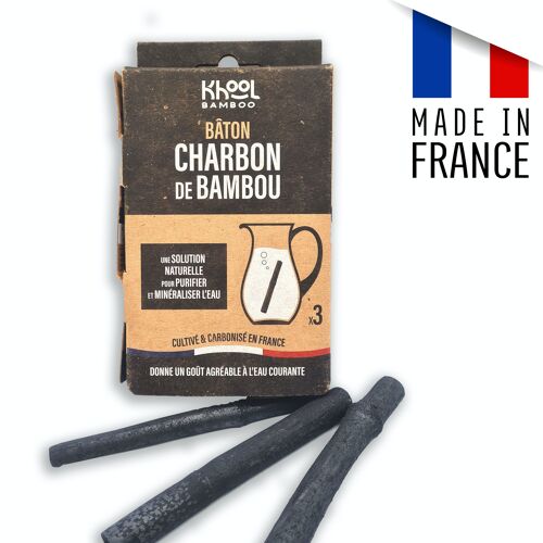 KHOOL BAMBOO - Made in FRANCE - 3 bâtons fin de charbon de bambou français
