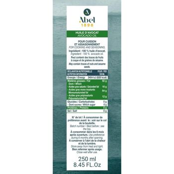 HUILE D’AVOCAT  ABEL 1898 BV 250 ml 2