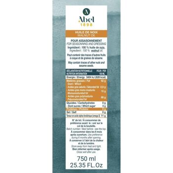 HUILE DE NOIX ABEL 1898 BV 750 ML 2