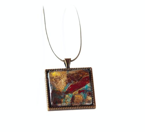 Pendentif carré tableau végétal Samain