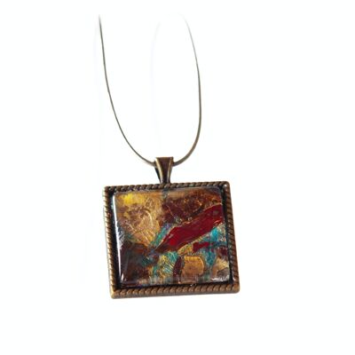 Pendentif carré tableau végétal Samain