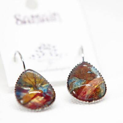 Boucles d’oreilles gouttes tableau végétal Samain